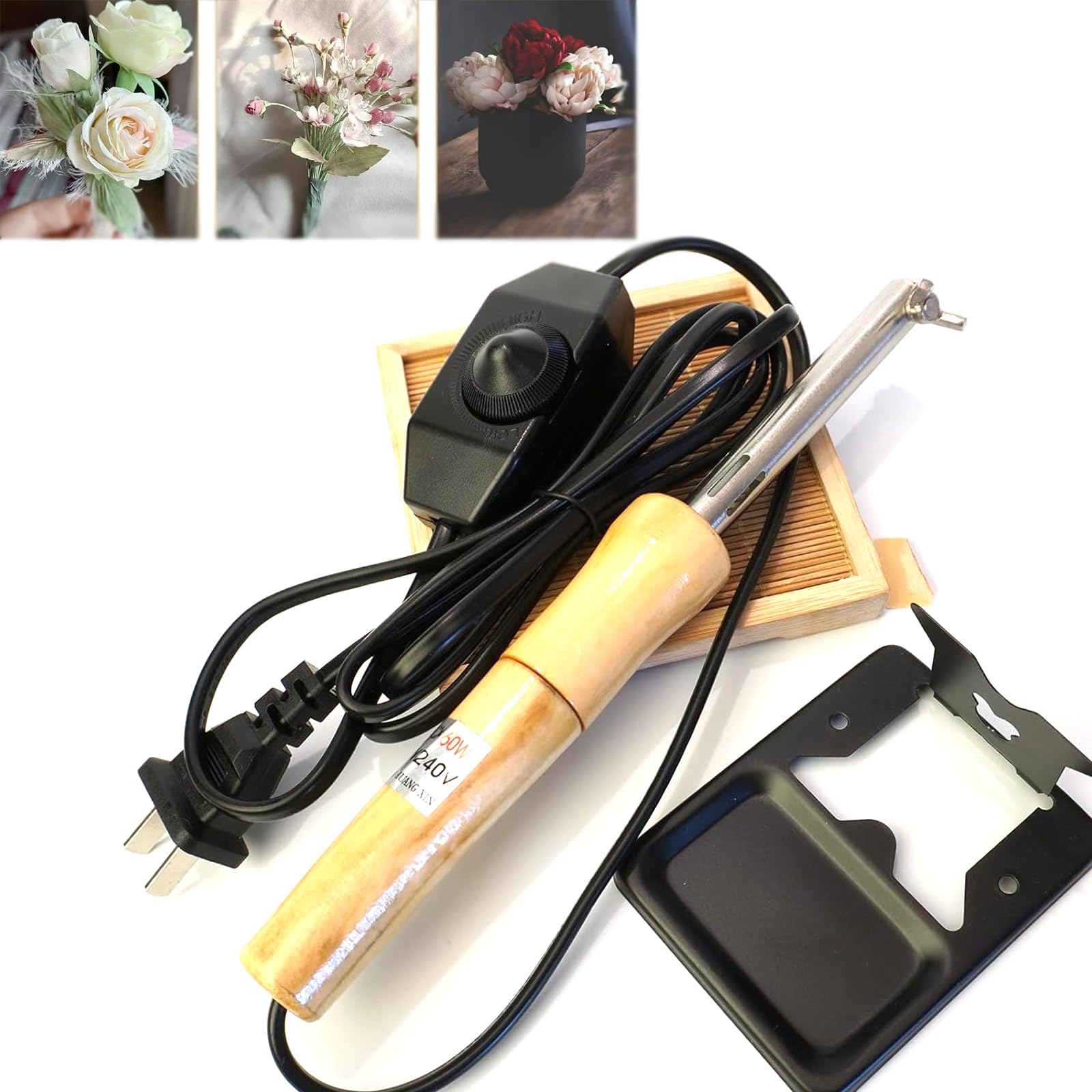 Máquina eléctrica de planchado de flores con juego de herramientas de 18 cabezales