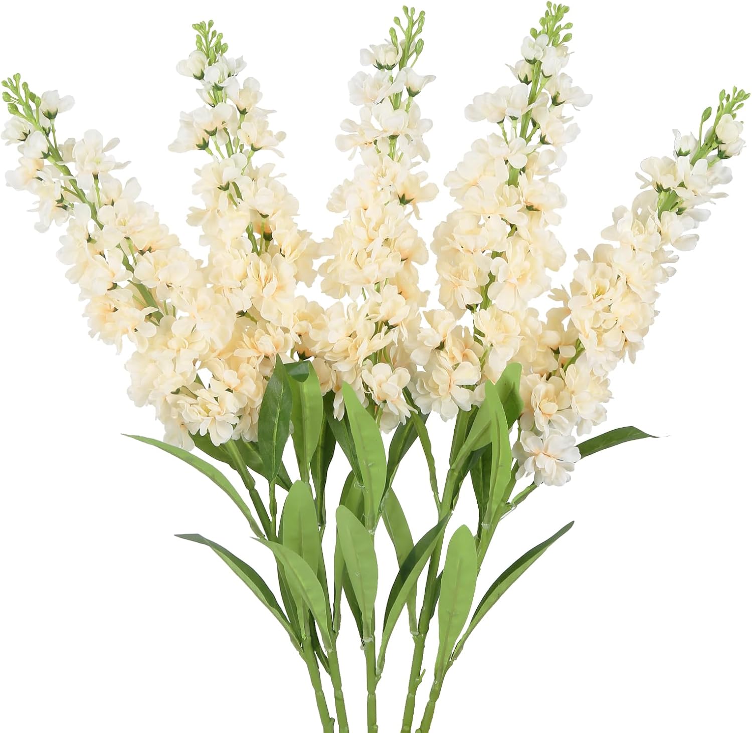 Champagne Delphinium Artificial Flowers 5PCS Silk Flowers with Stems Snapdragon Long Stem for Tall Vase Home Wedding Centerpieces Decor (Champagne)