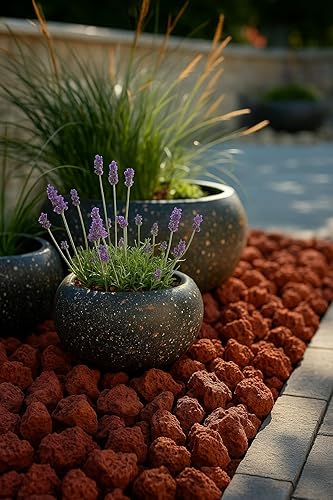 Miniatura 2 de Rocas de lava roja de 18 a 20 libras de 1 a 3 pulgadas  Piedras volcánicas naturales para paisajismo, caminos, bordes, mantillo, hogueras, acuarios,