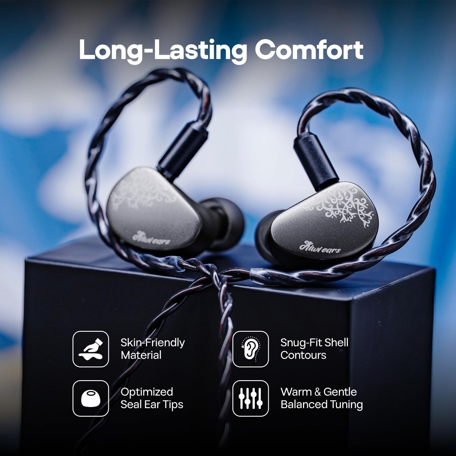 Linsoul Kiwi Ears Cadenza II In Ear Monitor con Driver de Titanio de 10mm, Auriculares IEM con Cable con KARS 2.0 + Tripowin Zonie Cable de Auriculares IEM 2m, Chapado en Plata de 16 Núcleos
