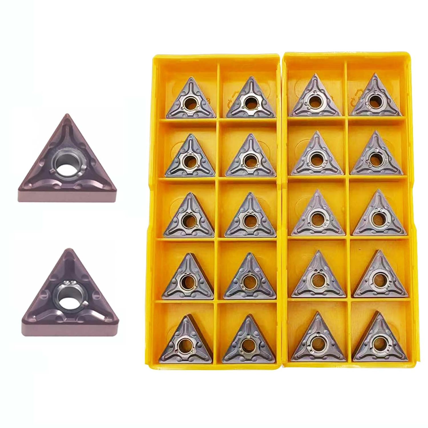 20pcs TNMG331-MA TNMG332-MA TNMG160404/08 -MA Purple Carbide Turning Inserts Lathe Carbide Inserts Cutting Tools for Machining Steel Parts/Stainless Steel