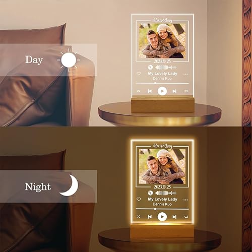 Miniatura 4 de Dreamdecor Placa personalizada de Spotify – Regalos personalizados para novia y novio – Placa acrílica grabada para álbum de fotos – Regalo ideal de