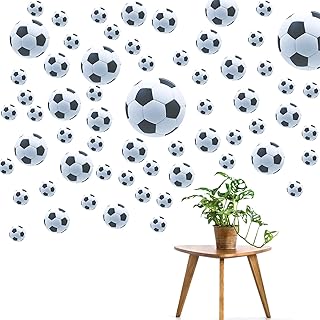4 hojas de pegatinas de pared de fútbol, autoadhesivas, para decoración de pared infantil, diferentes tamaños, para habitación de los niños, dormitorio, etc. (20 x 30 cm)