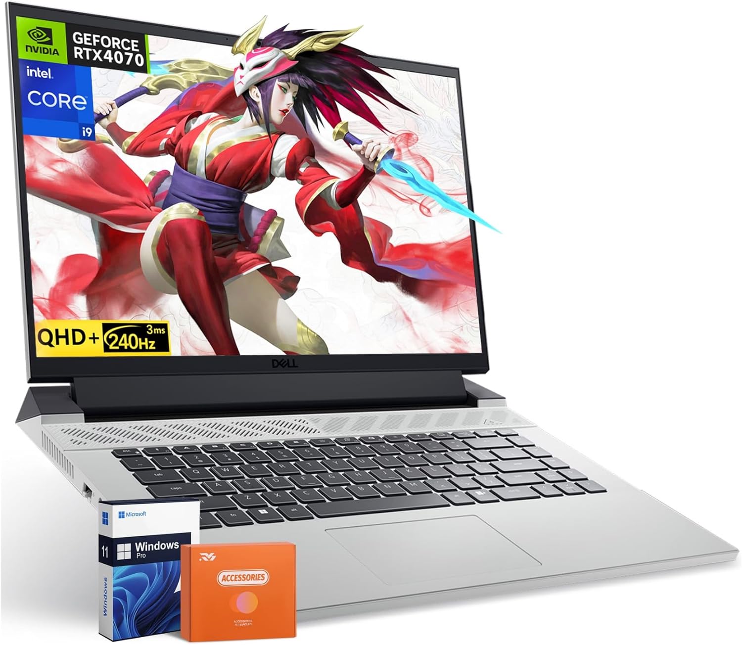 Dell G16 7630 Gaming Laptop, NVIDIA RTX 4070 8 GB GDDR6, Intel i9-13900HX(Up to 5.4 GHz, 24 Cores), 16″ QHD+ 2.5K 240Hz 3ms, 64 GB DDR5 RAM, 2 TB SSD, Backlit Keyboard, Windows 11 Pro, White