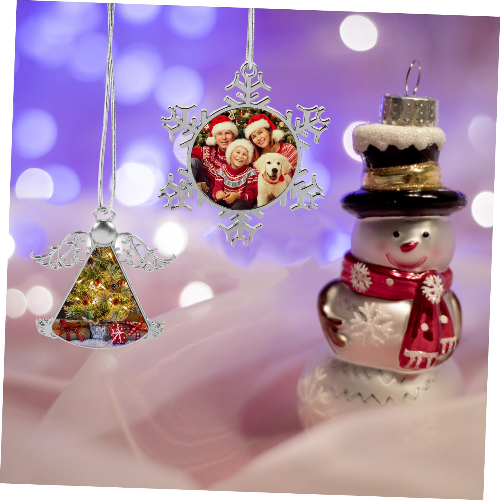 Cabilock 5 Set Decorazioni Natalizie Con Fiocchi Di Neve A Sublimazione Decorazioni Natalizie Palline Di Natale Luci Fatate Per Esterni Albero Di Natale In Feltro Luci Di 2 pezzi * 5