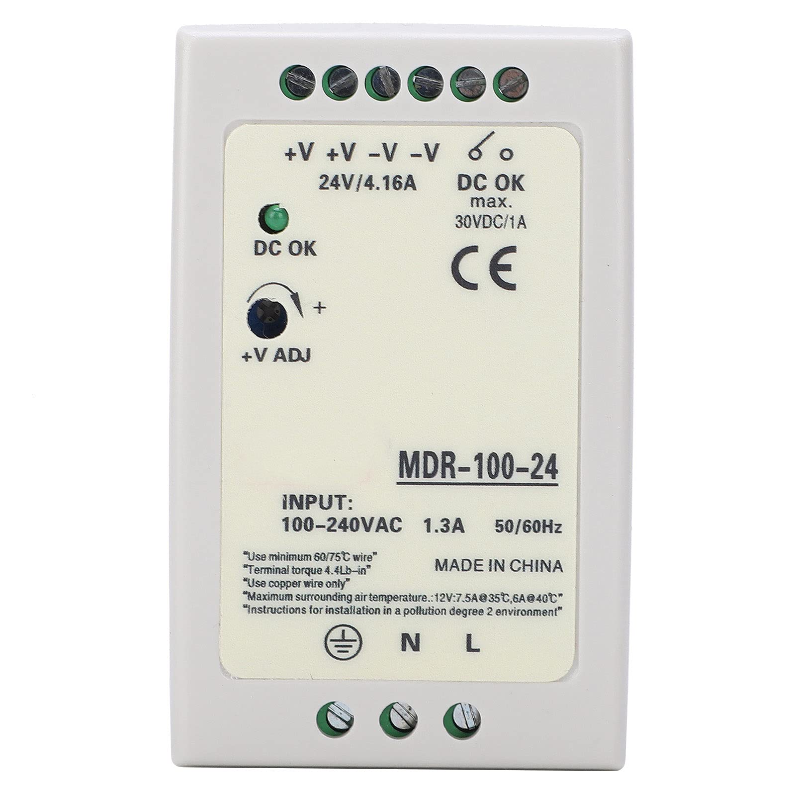 Generic Alimentation à Découpage sur Rail DIN, Alimentation ABS de qualité Industrielle MDR 100 24 24 V 4 A, Protection Contre Les Surchauffes et Les Surtensions pour Armoire de Commande Domestique,