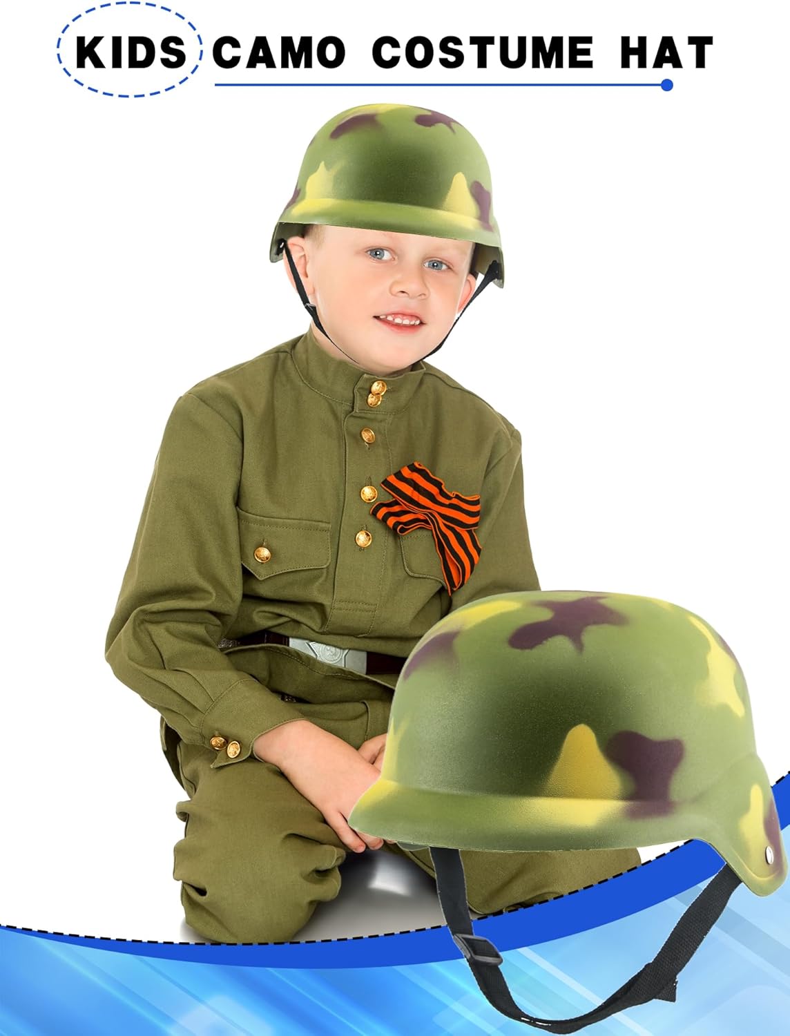 2 Pack Kids Army Helmet Plastic Camouflage Hats Soldier Helmet for Kids Halloween Cosplay Camo Party Dress Up Accessories