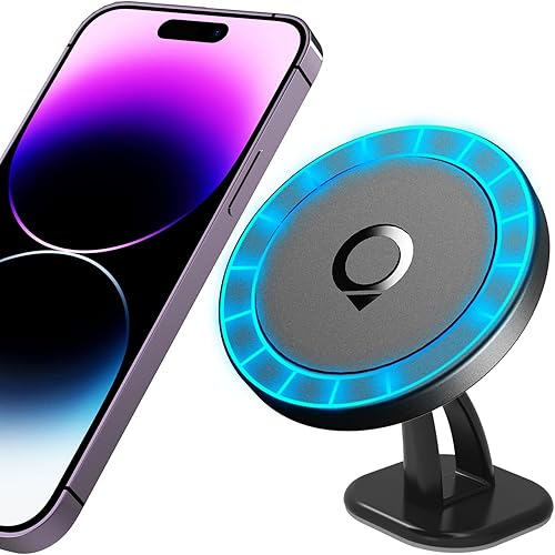 Compatible con Mag Safe Car Mount Dashboard Magnetic 360 Soporte de teléfono ajustable de goma suave frontal compatible con iPhone 1615141312ProPro