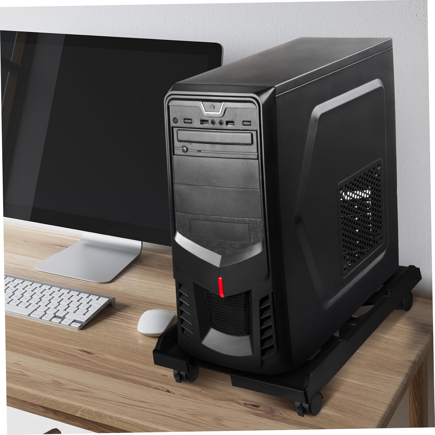 Adjustable Laptop Tower Stand CPU Floor Stand for Desk Rolling Pc Cart Locking Wheels