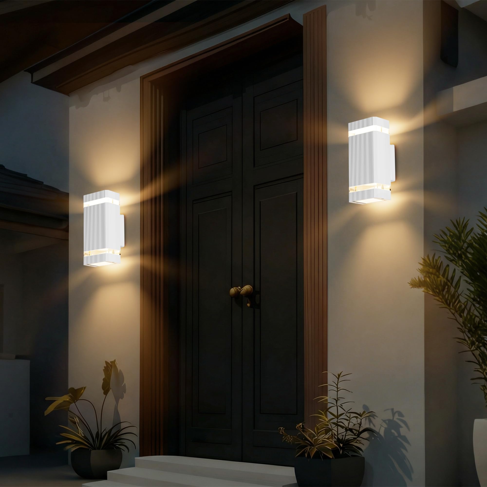 Aipsun LED Lampada da esterno, Applique da esterno GU10 Up Down 3000K bianco caldo | IP65 Applique per interni/esterni, balcone, giardino, garage e corridoio|Bianco
