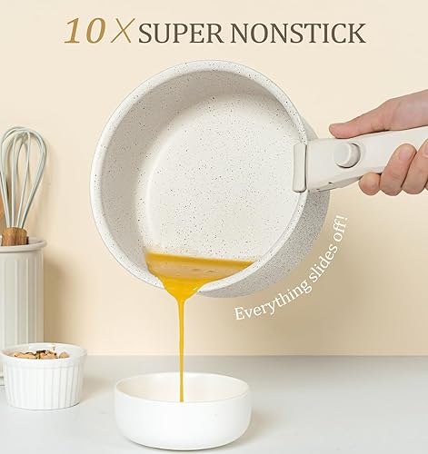 Miniatura 2 de MICHELANGELO Juego de cacerolas antiadherentes de 1 cuarto y 2 cuartos de galón y 3 cuartos de galón con asas extraíbles, juego de cacerolas no