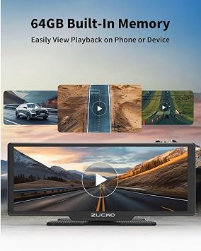 10.26 Inch Wireless CarPlay Screen for Car, Apple CarPlay & Android Auto Touch Screen with Rear Camera, BT Music, Navigation, Voice Control for Vehicles