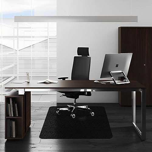 Miniatura 2 de Naturehydro Tapete para silla de escritorio de computadora para suelo de madera dura, 48 x 48 pulgadas, negro, antideslizante, fácil de deslizar,