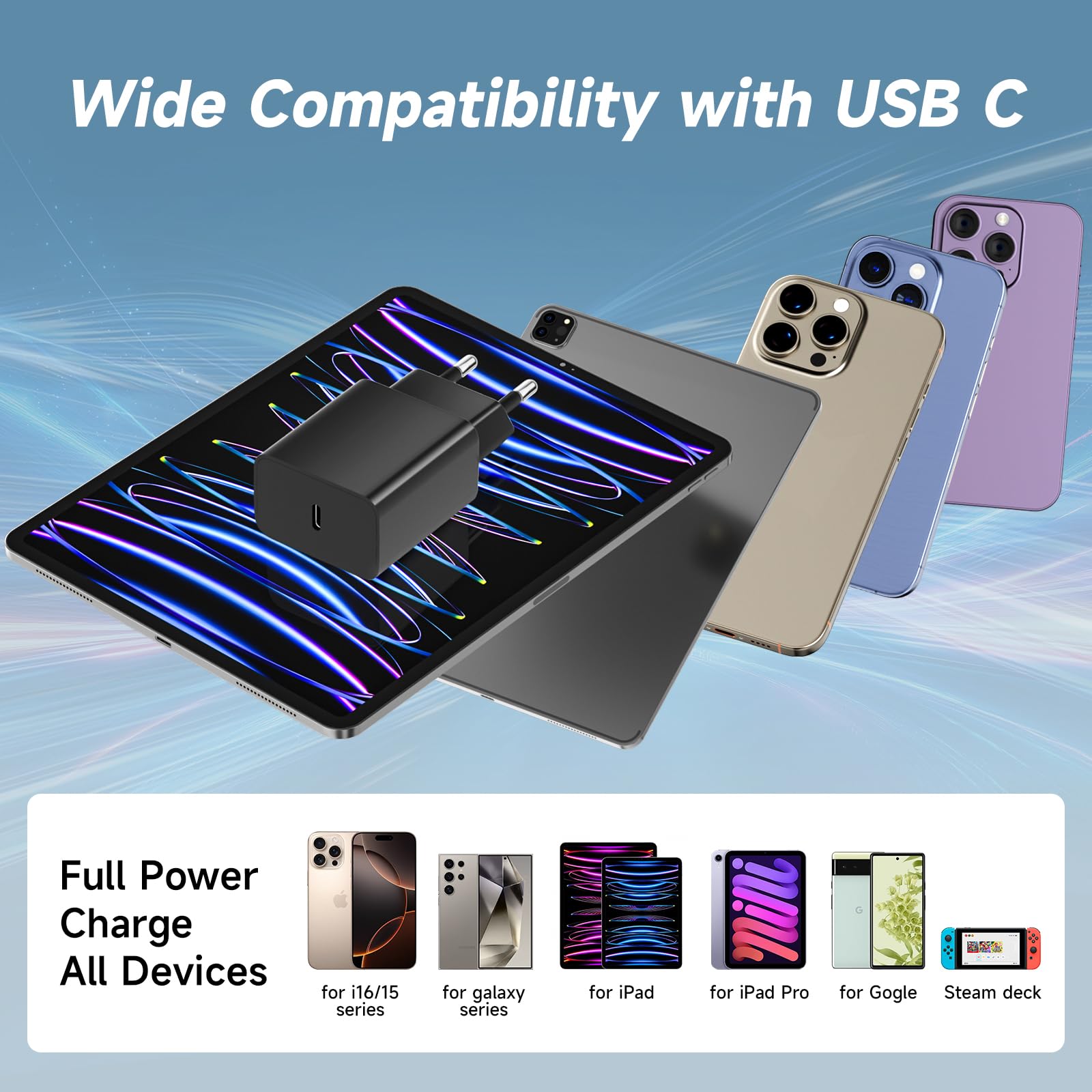 Caricabatterie da 45W per Samsang S24 Ultra, caricatore rapido USB C con 2m 100W cavo intrecciato compatibile con Samsang Galaxy S25/S24/S23/S22/S21 Ultra, per iPhone 15/16, Pad, MacB00k (nero)