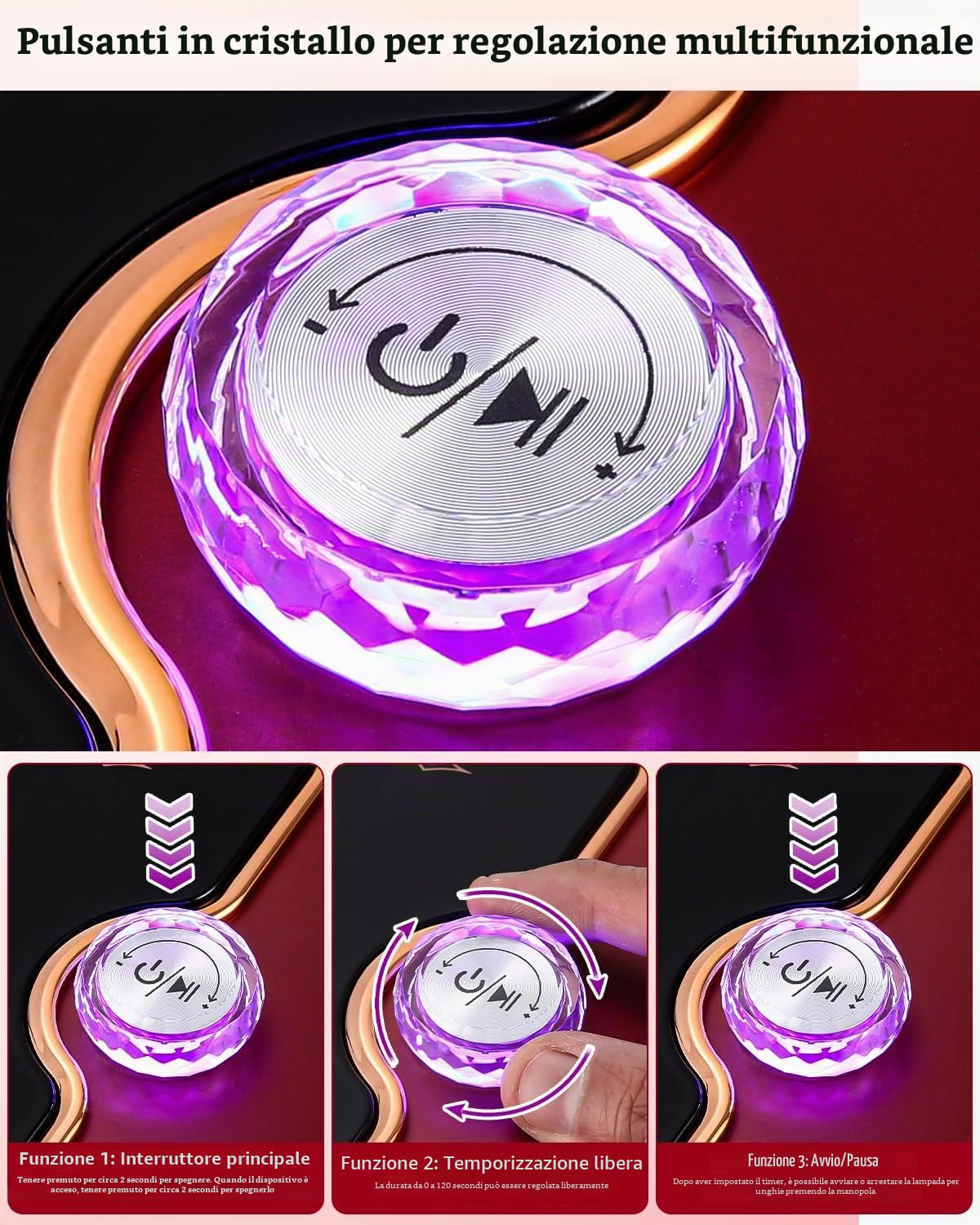 Lampada UV LED per Unghie,Lampada LED UV per Unghie Ricaricabile,120s tempo libero,Sensori automatici infrarossi,UV Gel Macchina per Polimerizzare Smalto,Asciuga Unghie per Manicure Pedicure