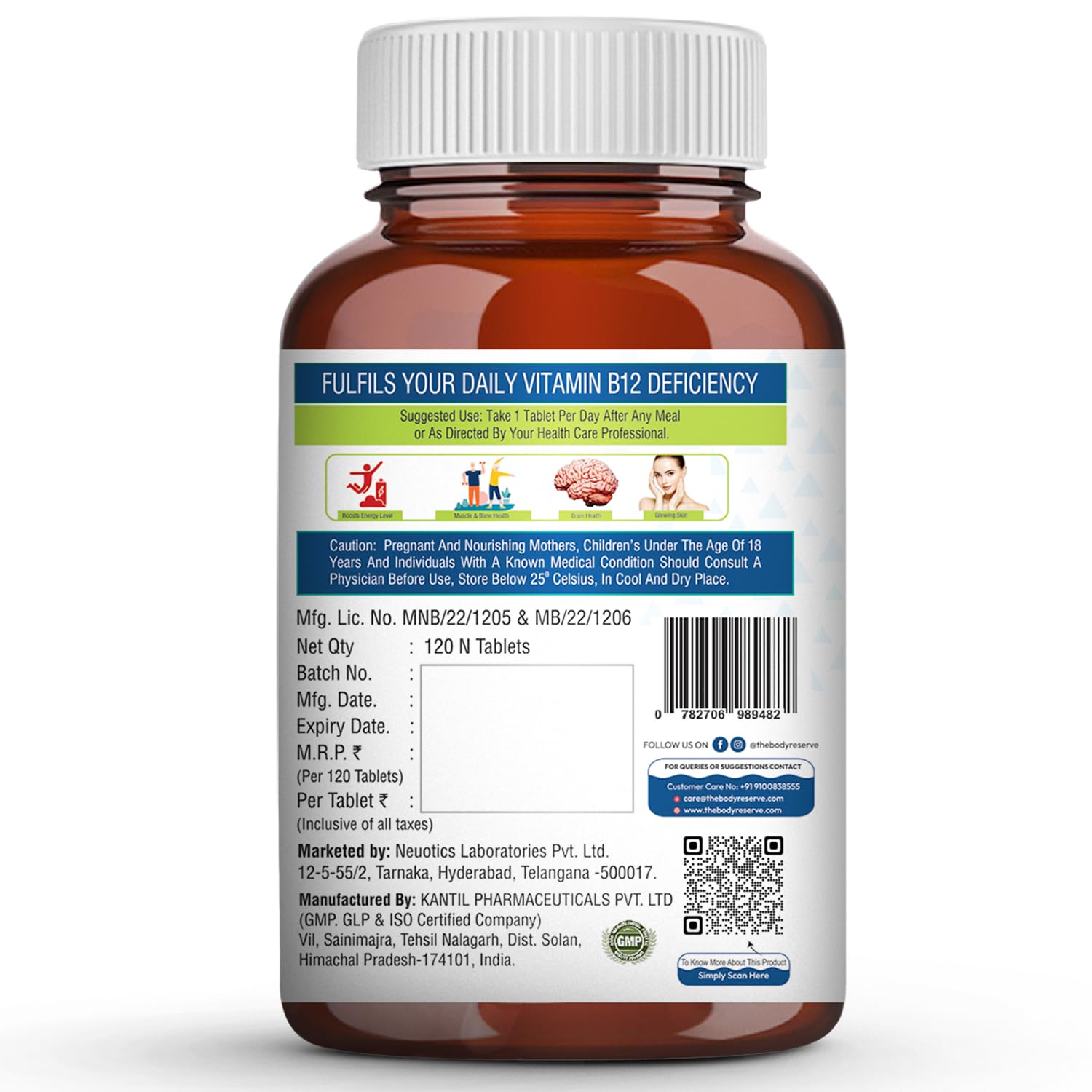 THE BODY RESERVE Vitamin B12 Supplements Methylcobalamin 500 Mcg Tablets | Active For Men & Women 120 Veg (4-Month Supply) — Amazon image 8