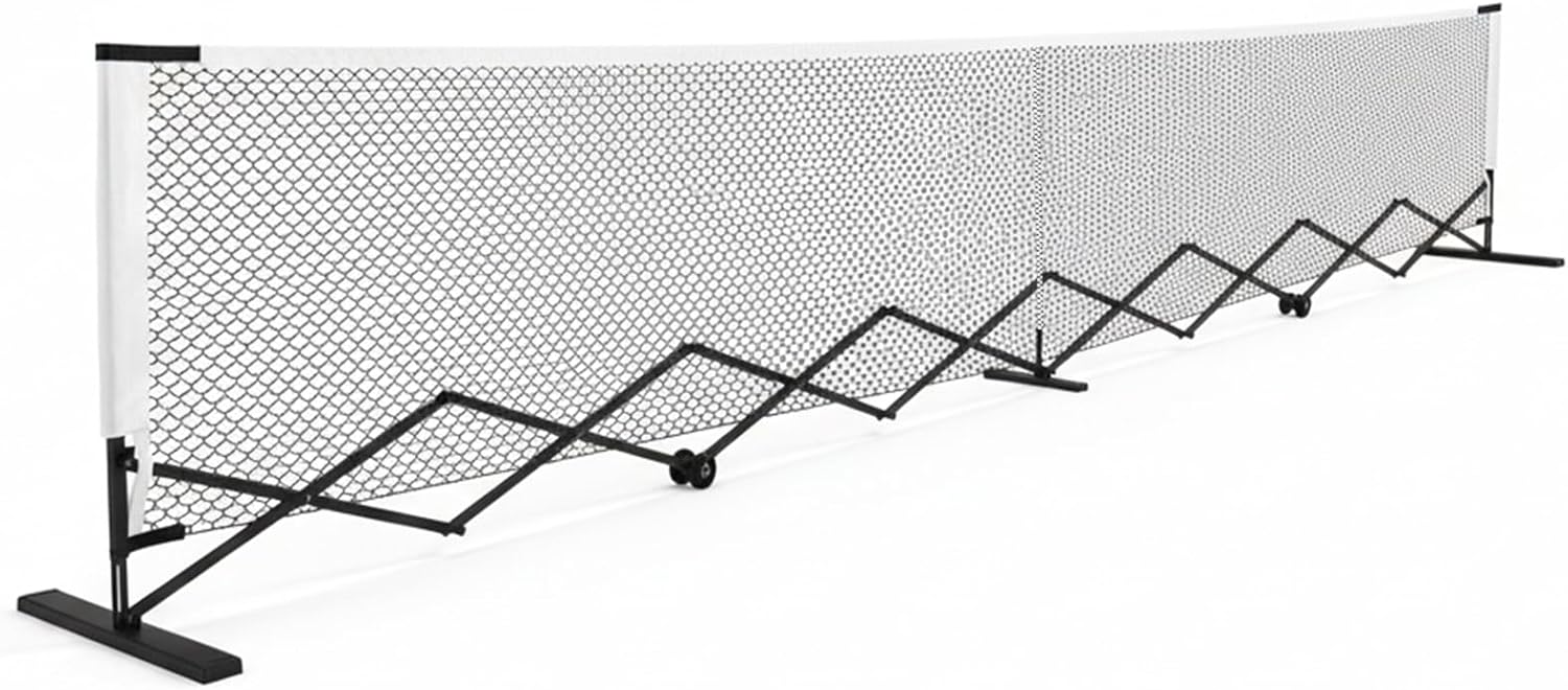 22FT Retractable Pickleball Net with Sturdy Metal Frame, Portable Pickleball Net Set with No-Assembly Design Carry Bag, Suitable for Competitive Recreational Play