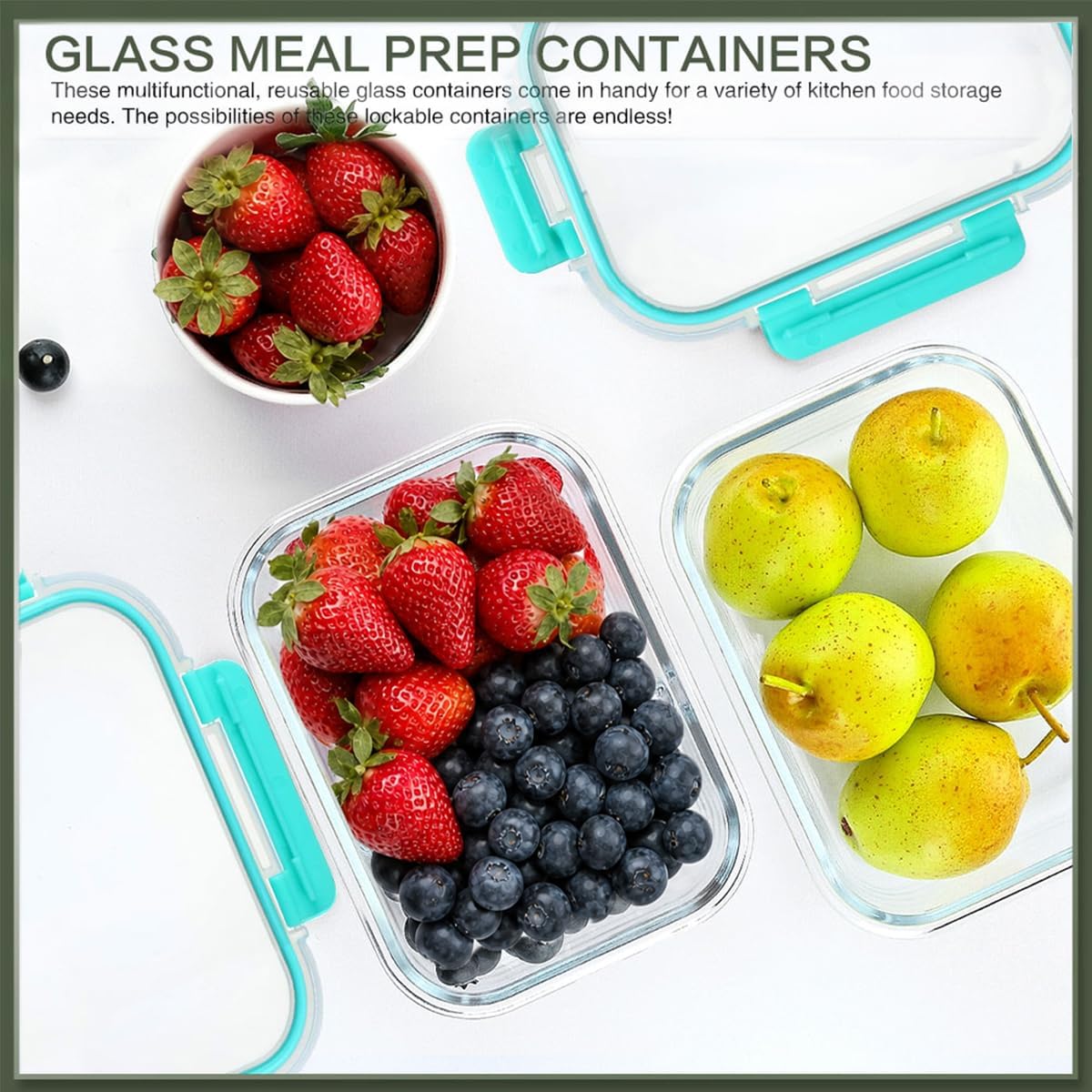 KOMUEE 10 Packs 30 oz Glass Meal Prep Containers with Lids, Green image 4
