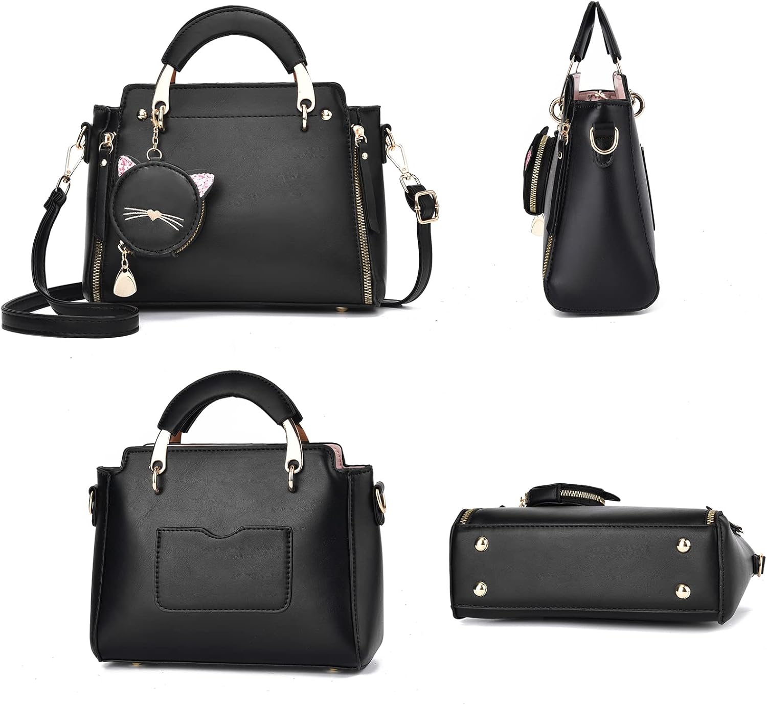 I IHAYNER Fashion Purses and Handbags for Women Top Handle Bag Girls Small Crossbody Shoulder Bag for Ladies with Kitty Purse