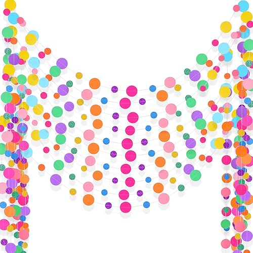 Guirnalda circular de papel para colgar en Navidad con puntos de arco iris decoración de serpentinas de caramelo decoración de fiesta de cumpleaños