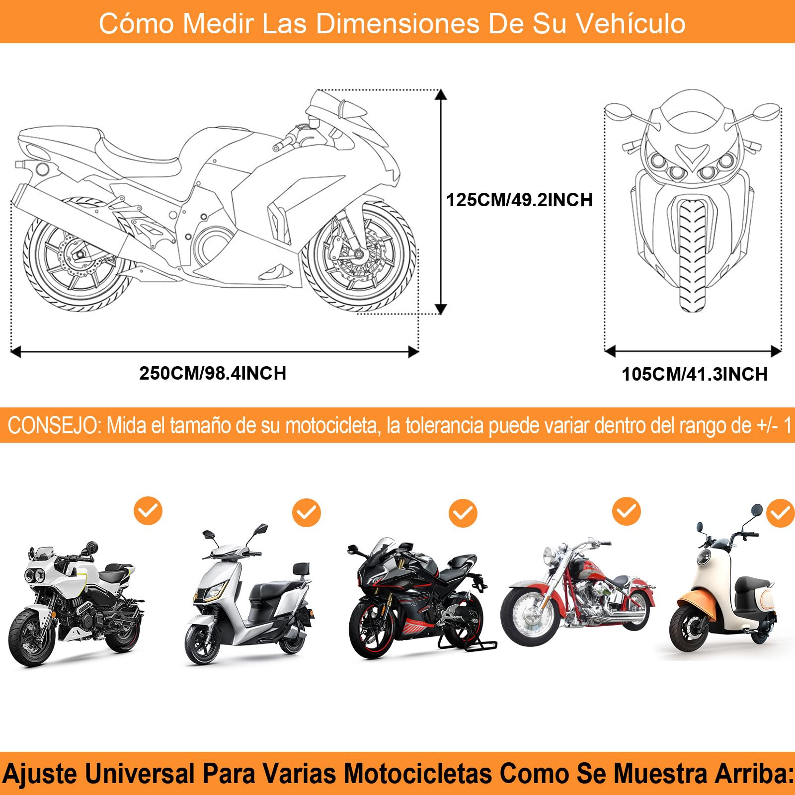 Funda para Moto 125 Exterior Impermeable, Protector Cubierta Scooter, 210D Funda Cubre Moto Universal para Motocicleta Scooter Vespa Grande Motocross XXL