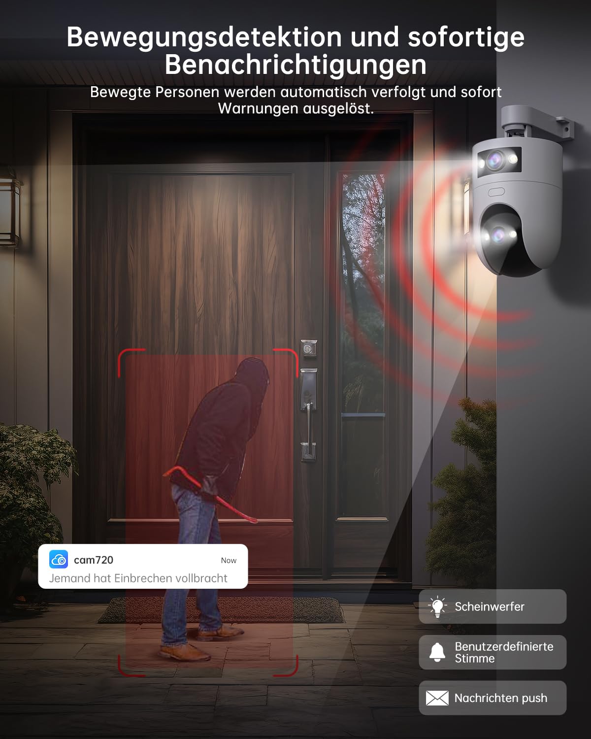 JOOAN Cámara de vigilancia exterior 5G WiFi cámara FHD 2K/3MP 5G/2.4G WiFi para almacenamiento SD y cloud 360° Cámara para perros con aplicación de 2 vías de audio, cámara de vigilancia exterior