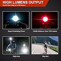 Vista 4 de JINKEY Luz delantera y trasera para casco de bicicleta, 2 en 1, recargable por USB, luz LED y luz trasera, IP66 impermeable, 5 modos de advertencia