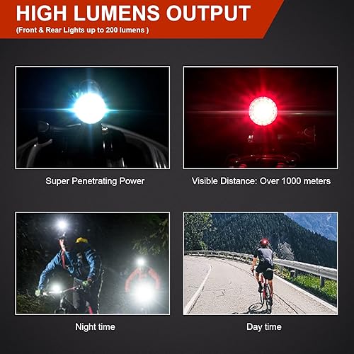 Miniatura 4 de JINKEY Luz para casco de bicicleta, luz LED recargable delantera y trasera, IP66, impermeable, para bicicleta de montaña, 5 modos de luz de
