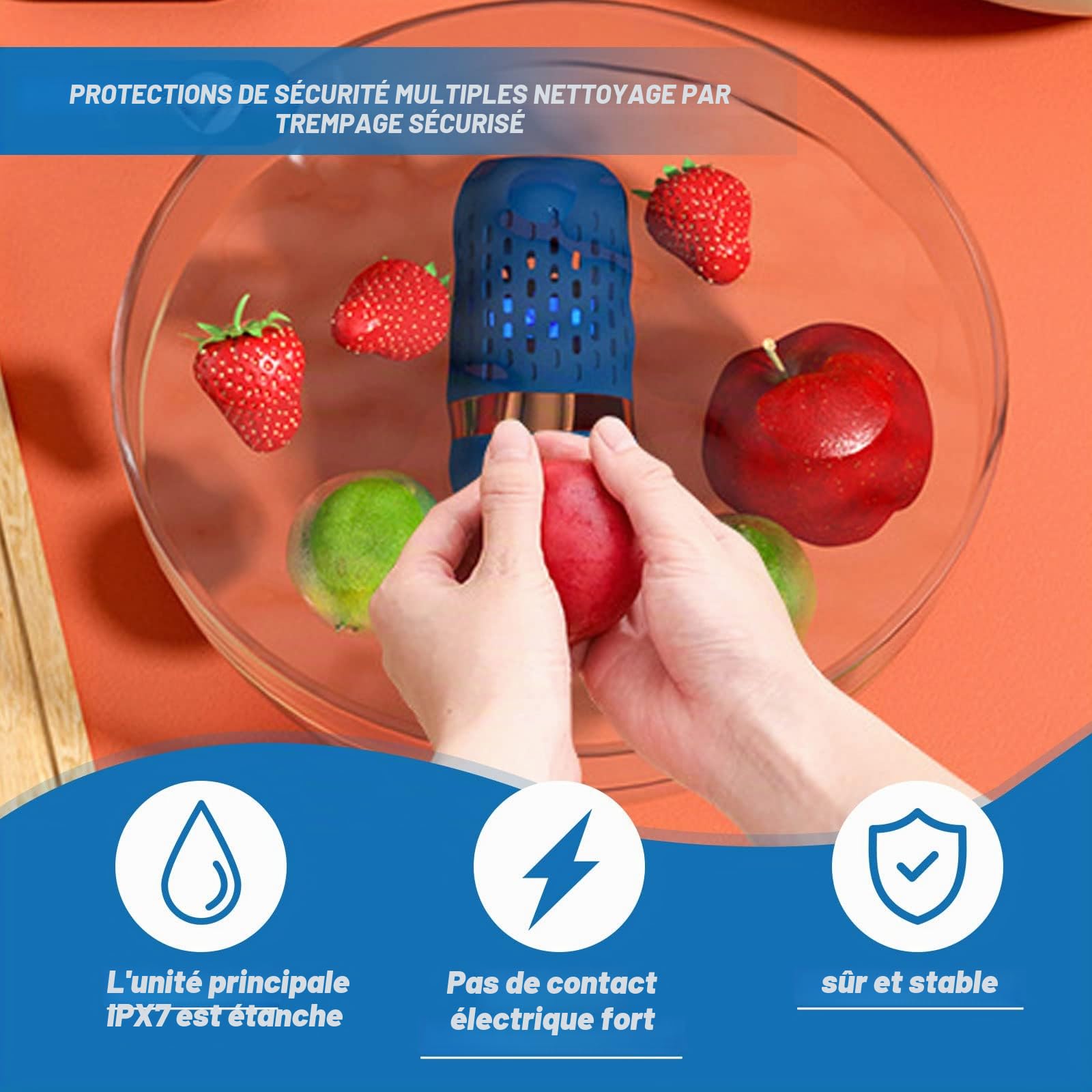 Machine à laver fruits et légumes,Machine à Laver Portable sans Fil pour Fruits et légumes,Purificateur d'Aliments avec Technologie de Purification d'Ions OH, Étanchéité IPX7,rechargeable par USB
