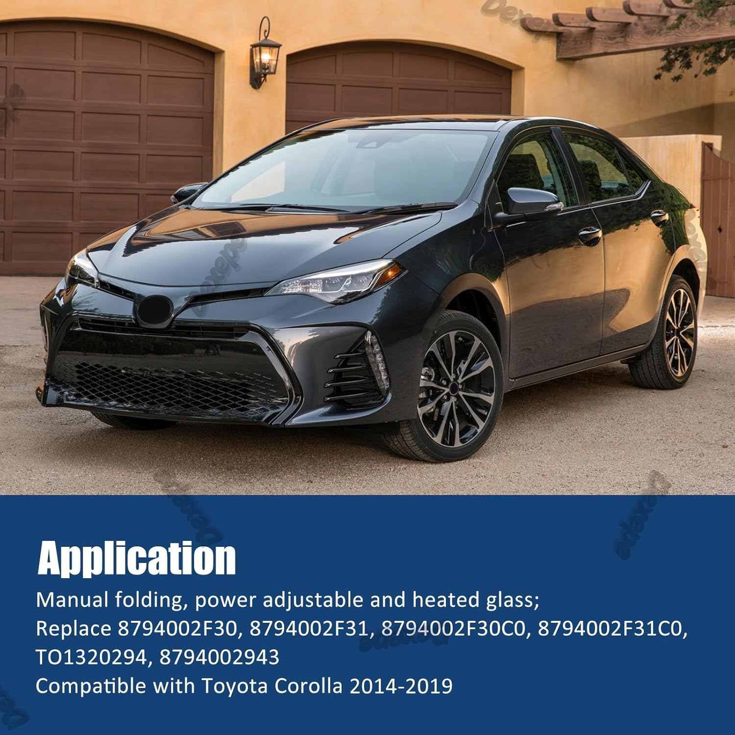 Driver Side Mirror Assembly Compatible with Toyota Corolla 2014-2019 Heated Power Adjustable Glass Replace 8794002F30, 8794002F31, TO1320294, 8794002943 Black (5Pin Left)