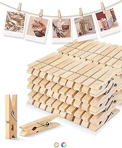 50 Pcs 1 Inch Mini Wooden Clothespins - Craft Photo Display Clips