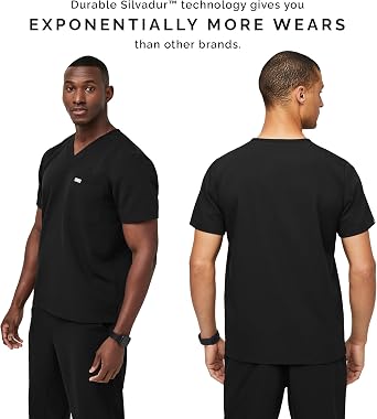 FIGS Leon Scrub Top for Men 3 Pockets, Tailored Fit, Modern V-Neck, 4-Way Stretch, Moisture-Wicking