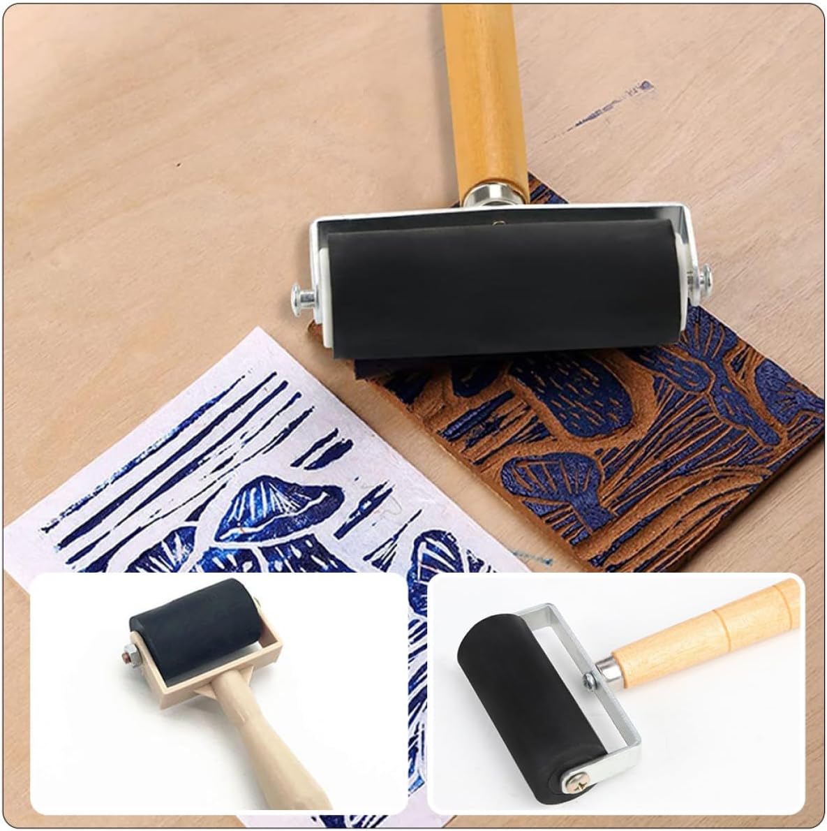 ULDIGI 3Pcs Rubber Ink Rollers Manual Craft Rollers for Supplies Portable Household Ink for Printmaking and DIY Art Projects