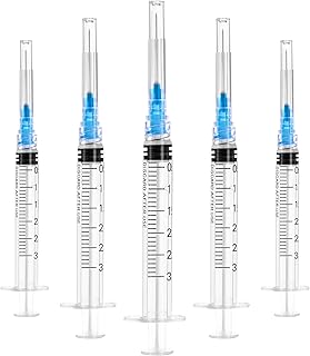 100 Pack 3ml Syringes with Needle 25Ga 1 Inch,Disposable Luer Lock Syringe for Liquids Dispensing,Scientific Labs