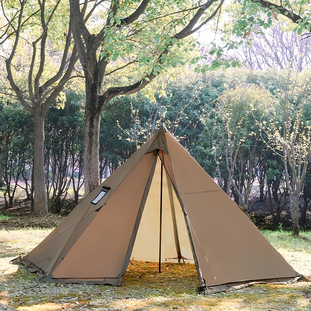 Tipi Tienda de campaña con apertura de horno y delantal de nieve para 4 personas, impermeable, para camping, 4 años, para senderismo, exterior, trekking, caza, pesca