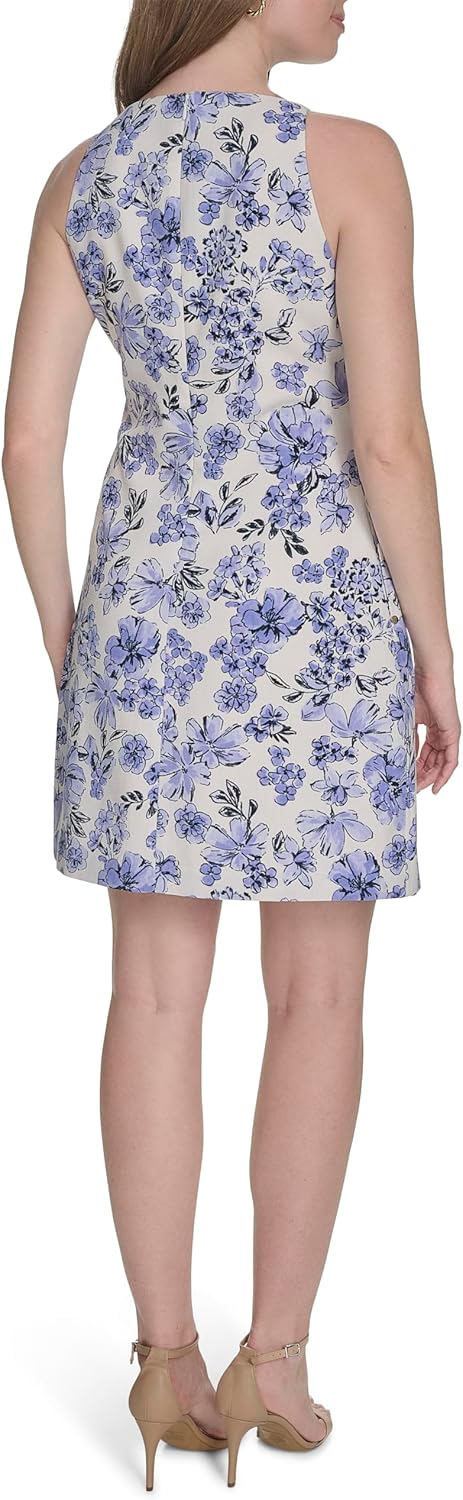 Tommy Hilfiger Womens Sleeveless Square High Neck Shift Mini Dress - Image 4