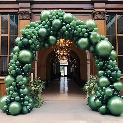 Miniatura 5 de 130 globos verdes metálicos de diferentes tamaños de 18, 12, 10, 5 pulgadas, kit de arco de guirnalda de globos perfecto para fiestas de cumpleaños,