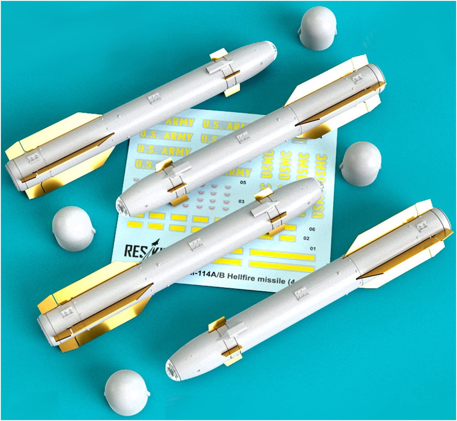 Reskit RS35-0026 - 1/35 AGM-114A/B Hellfire Missiles (4 pcs) Scale Model kit