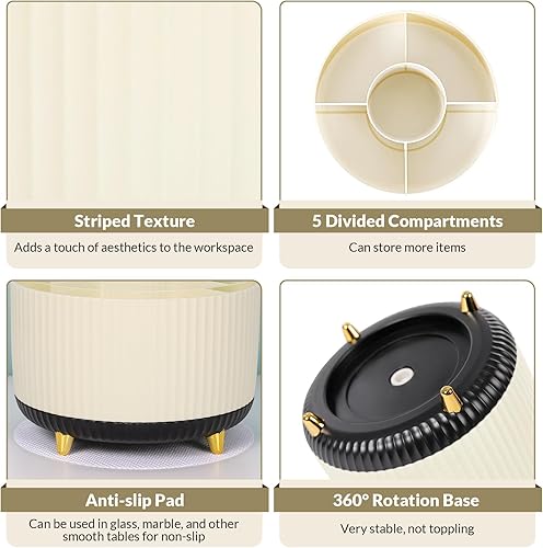 Miniatura 27 de SKYDUE Organizador de escritorio giratorio de 360 grados, soporte de lápiz de doble propósito para escritorio, organizador de bolígrafos de Verde