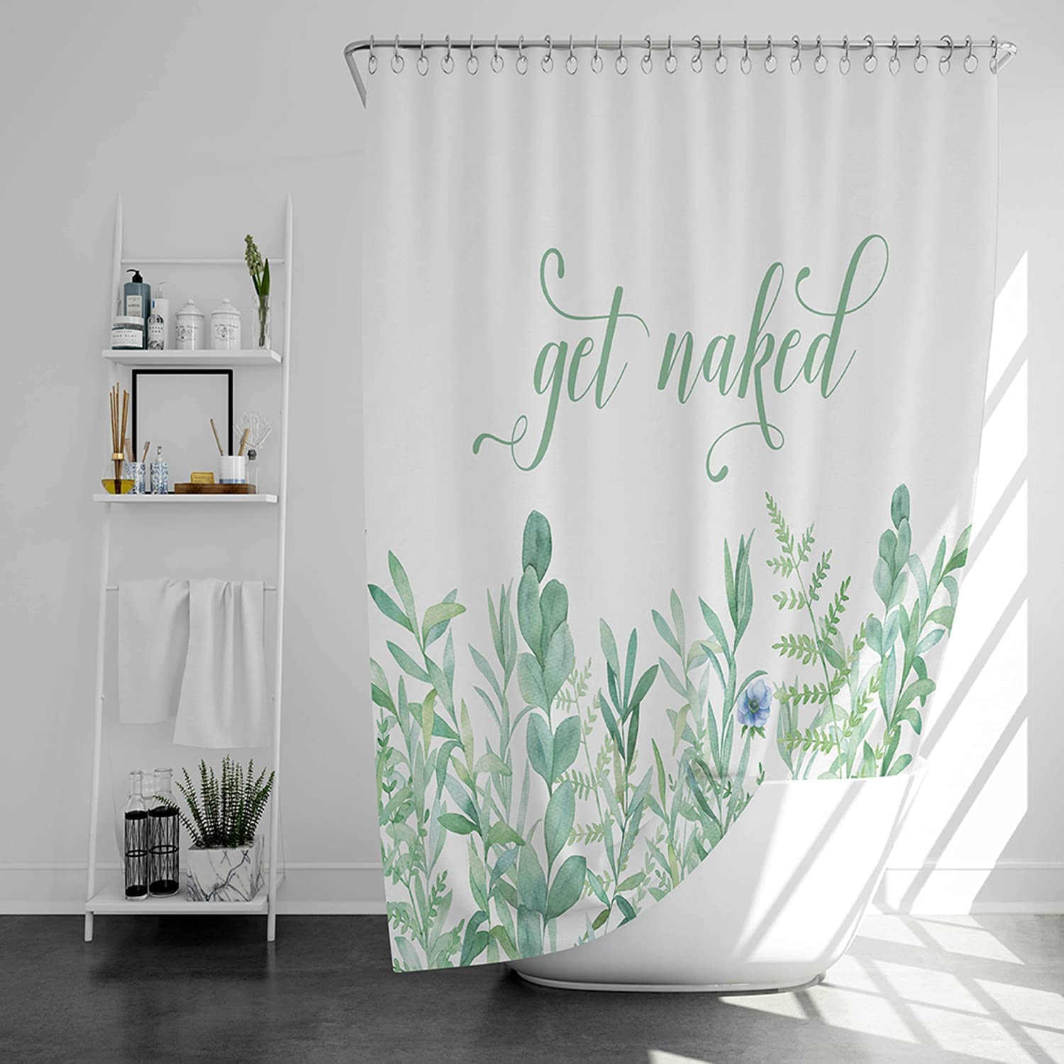 Cannabis-Blatt Duschvorhang Set – 183x183 Cm, Wasserdicht, Aus Polyester, Mit 12 Haken, In Grün-Gelb