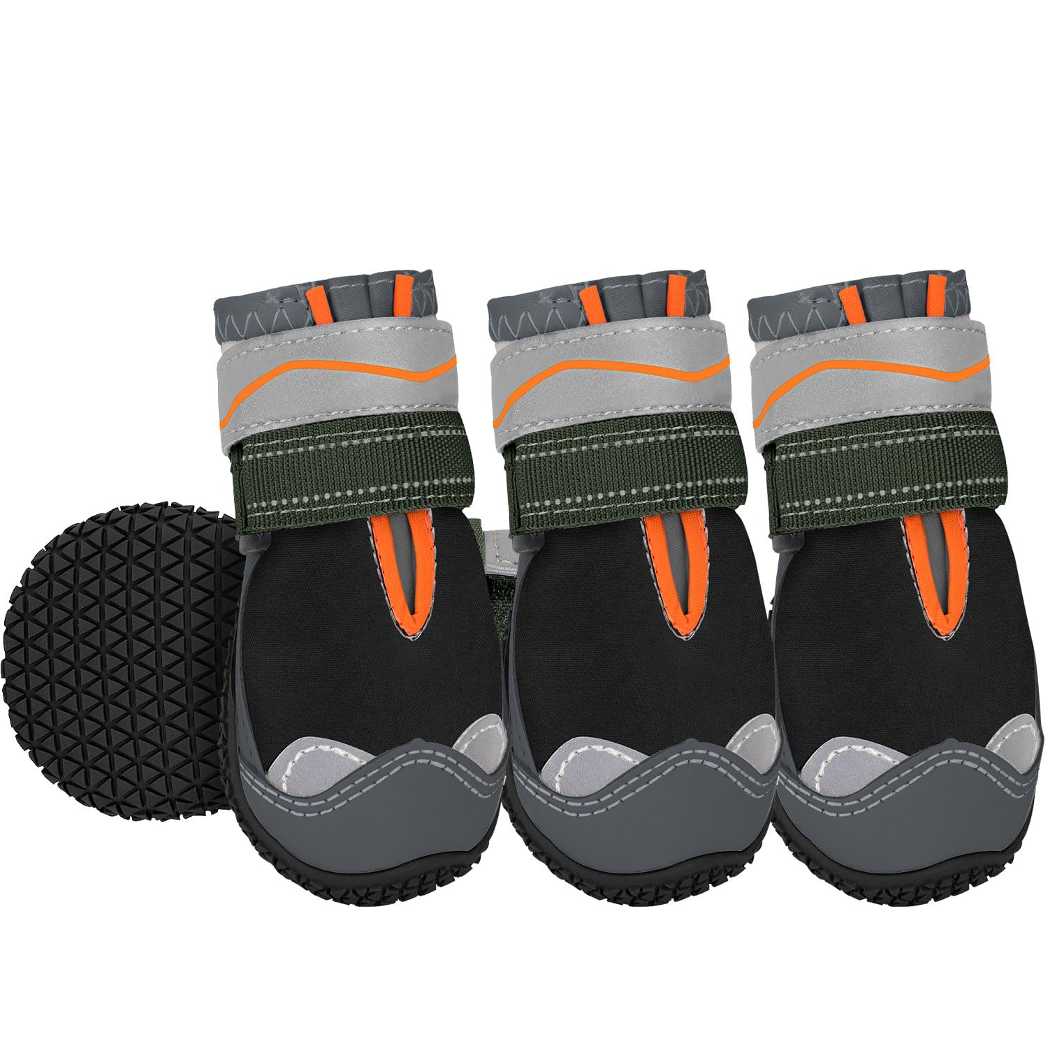 Eyein Hundeschuhe Pfotenschutz, atmungsaktiv Hundeschuhe mit Rutschfester Sohle und reflektierendem Klettverschluss für kleine, mittlere und große Hunde