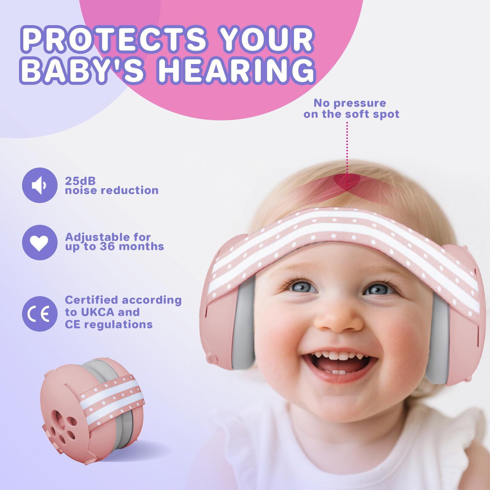 YingErTool Baby Ear Defenders, 25dB, Infant Headphones Noise Cancelling for 0-36 Months, Safe & Soothing Hearing Protection - Image 2