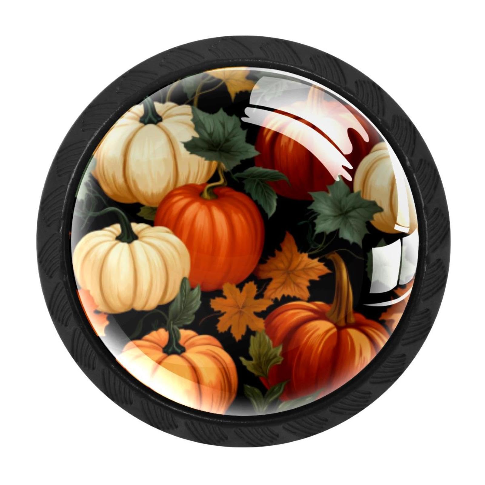 CHENZZZZ 4 Pack Round Cabinet Knobs for Kitchen Bathroom Closet Dresser Cabinets, Thanksgiving Pumpkin