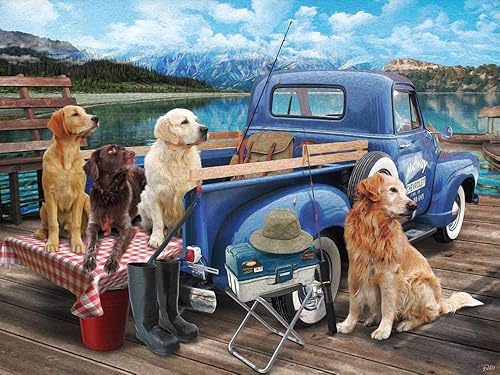 Miniatura 1 de Vermont Christmas Company Dogs Gone Fishing - Rompecabezas de 550 piezas