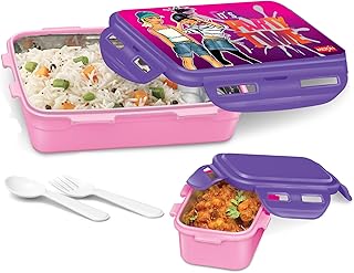 MILTON Mini Fun Treat Lunch Box, Inner Stainless Steel School Kids Tiffin 650 ml, Leak Proof and Airtight Containers with ...