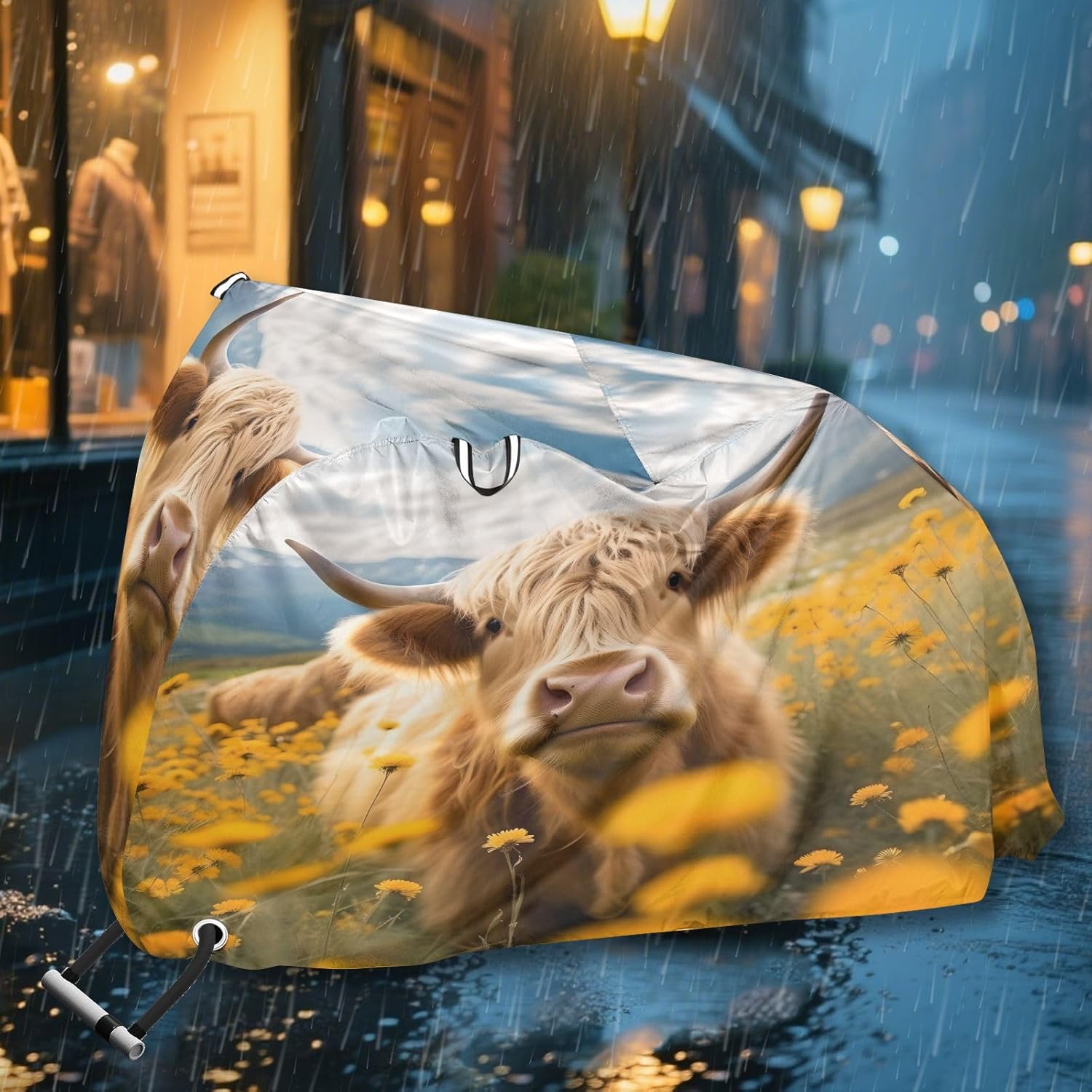 ALAZA Cattle in Field Bike Cover Waterproof Outdoor Ebike Bicycle Covers Tarp Protection for 1/2 Bikes, Sun UV Dust Wind Proof