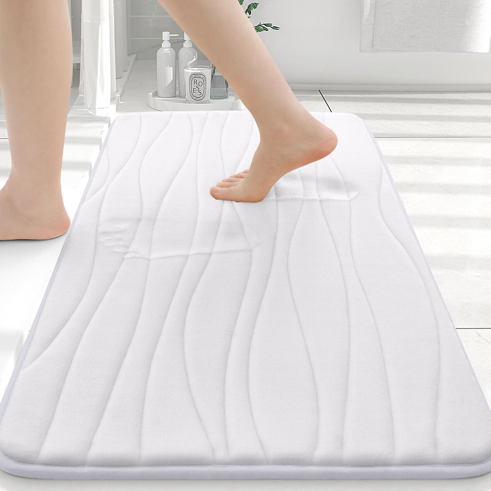 Buganda Memory Foam Bathroom Rug Mat 24x16, Extra Soft and Absorbent Bath Mats, Non-Slip and Machine Washable Bath Rugs for Bathroom Floor,Tub and