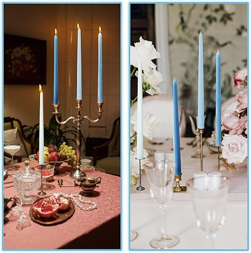 Miniatura 7 de 4 velas cónicas de 11.81 pulgadas, velas largas y altas sin perfume, sin humo, color degradado, para mesa, hogar, cena, boda, festival (serie azul)