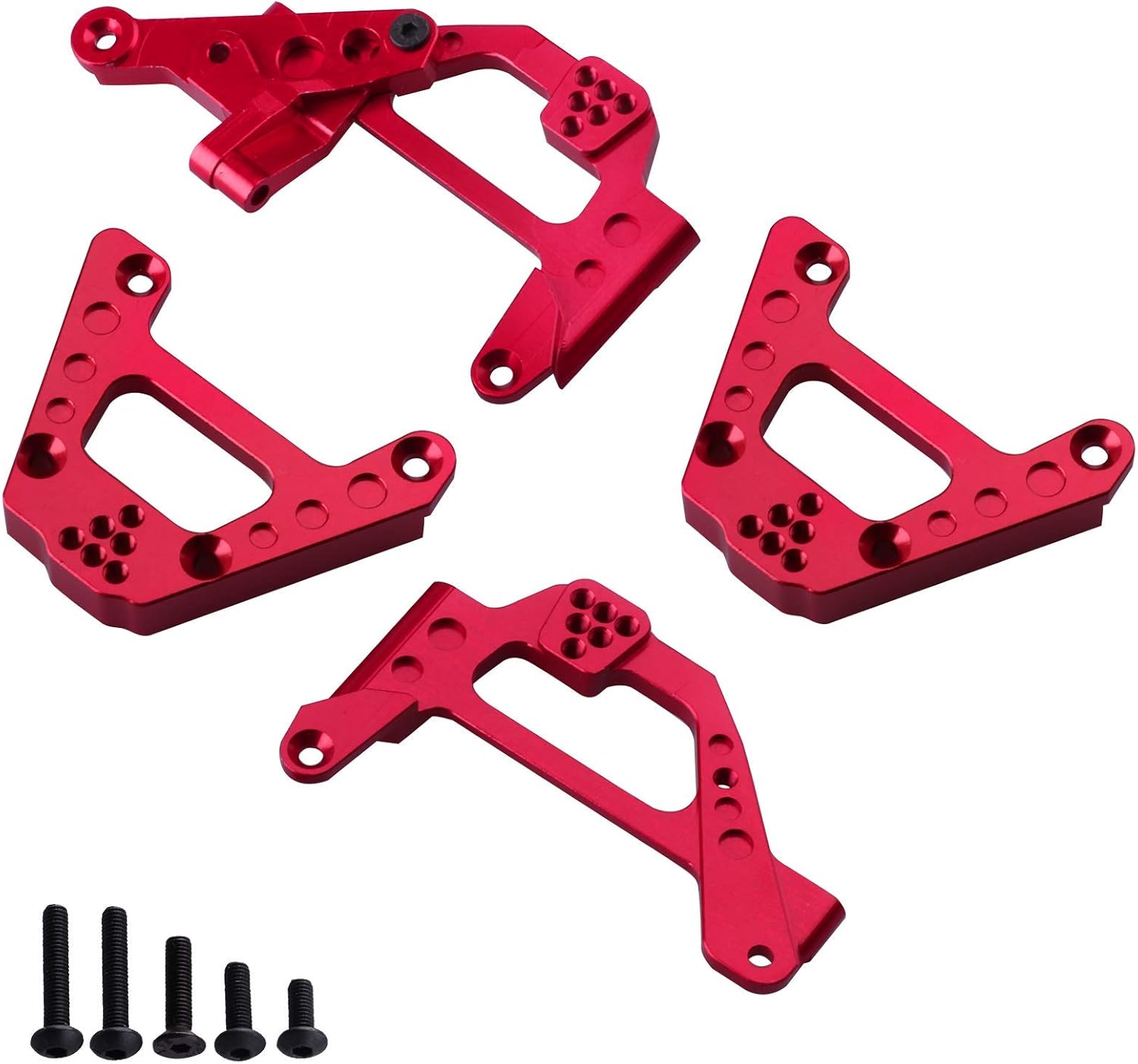 Hobbypark Aluminum Shock Tower Shock Hoops Bracket Mount Suspension Bracket (Front & Rear) with Panhard Mount for Axial SCX10 III AXI03007 1/10 RC Crawler Car (Red)