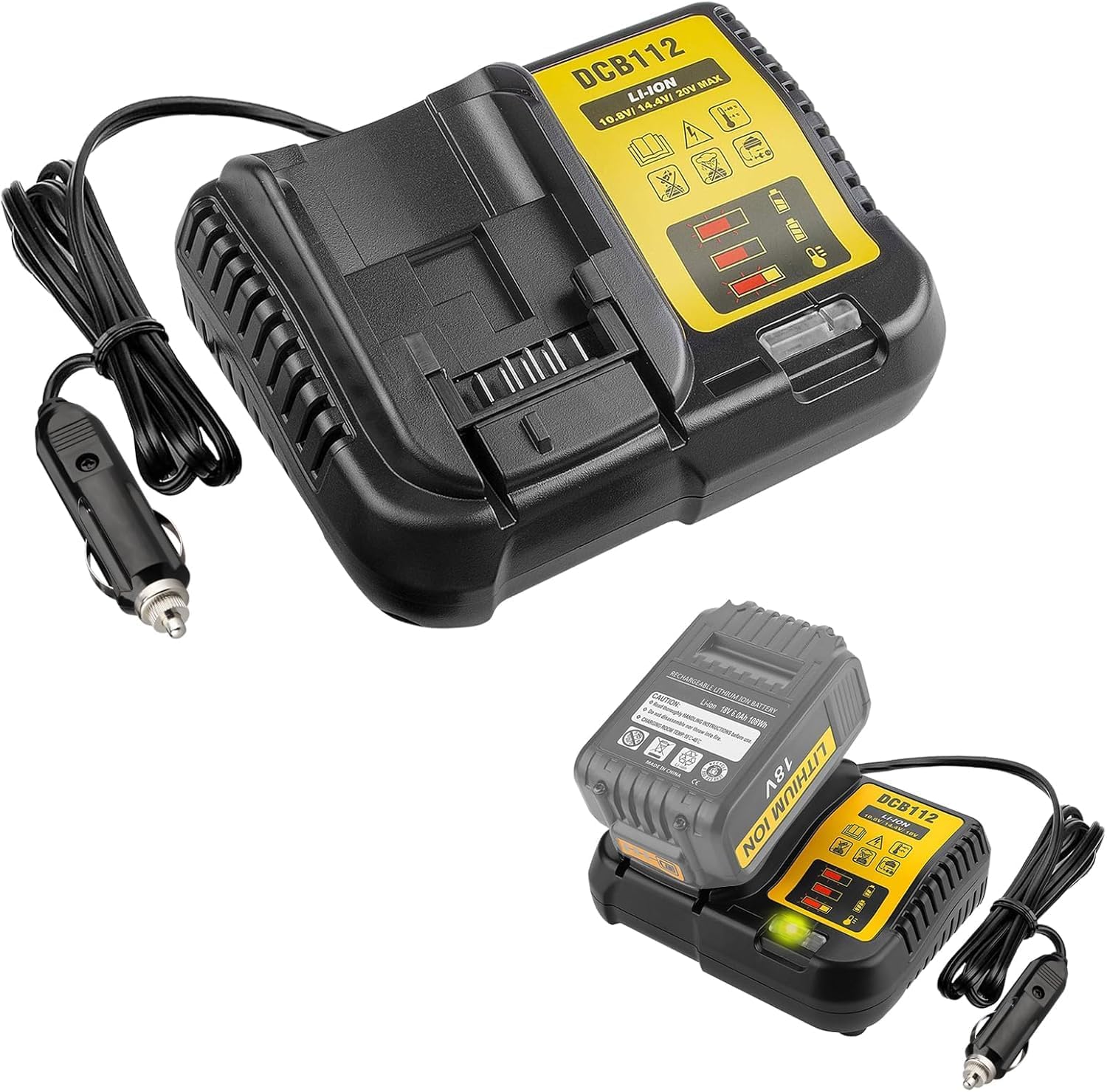 TPDL for Replacement DCB112 Car Battery Charger for Dewalt Battery, Charging for 20V DCB124 DCB126 DCB115 DCB107, Compatible with Dewalt 12V/20V MAX Lithium Ion Battery (1-Port Charger)